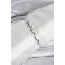 Skygo Gümüş Renk Zirkon Taşlı Sıralı Damla Model Asansörlü Kadın Bileklik