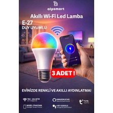 Alpsmart AS8229 CW 3 Lü Set Akıllı Wifi LED Lamba Tuya Destekli Ampül 9W