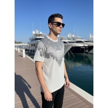 Nakşi Giyim Erkek Bisiklet Yaka Önü Baskılı Desenli Basic Günlük Rahat Kalıp Kısa Kollu Tişört