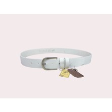 İstanbul Belt Beyaz Unisex Kemer – 3.5 cm – Kalın Tek Kat Deri