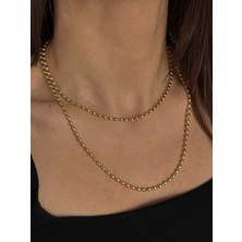 Luseda VIP Kaplama Gold Oval Boncuklu Uzun 90 cm Kolye