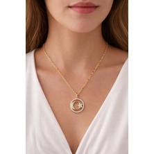 Neora 14K Altın Kaplama  Ay Yıldız Model  Kadın Çelik Kolye