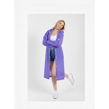 Su Geçirmez Şık Kıyafet Üstü Yağmurluk Mor