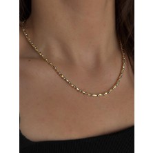 Luseda VIP İki Renk Boncuk Zincir Altın & Gümüş Detaylı Ayarlanabilir 47+5 cm Kadın Kolye