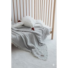 Zeypba Gri 4 Katlı Müslin Bebek Müslin Örtü / Müslin Battaniye 110x110 cm %100 Pamuk