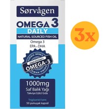 Sorvagen Omega 3 Daily Saf Balık Yağı 50 Yumuşak Kapsül - 3 Adet (150 Kapsül) - Dezenfektan Hediyeli (%72 Alkol)