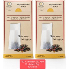FERRAGNI Home Porcellana Firenze Çay Demleme Filtre Kağıdı Xl Jumbo Boy 12*22 cm Kutulu 2 Paket (200 Adet)