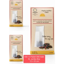 FERRAGNI Home Porcellana Firenze Çay Demleme Filtre Kağıdı Xl Jumbo Boy 12*22 cm Kutulu 3 Paket (300 Adet)