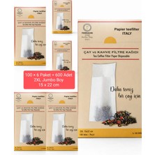 FERRAGNI Home Porcellana Firenze Çay Demleme Filtre Kağıdı 2xl Jumbo Boy  15*22 cm Kutulu 6 Paket (600 Adet)
