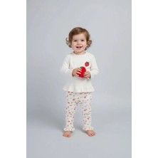 Bondberro Çilek Nakışlı Kız Bebek ve Çocuk Alt Üst Takım %100 Pamuklu