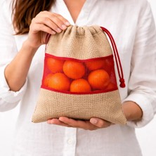 Lifoya 2li Set;  Sebze,meyve,bakliyat,fındık, Ceviz, Çikolata,hediye, Alışveriş ve Kıyafet Kesesi,jüt Çuval,çanta