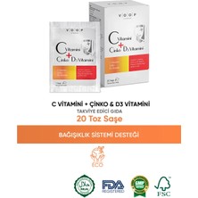 Voop C Vitamini + Çinko & D3 Vitamini | Günlük Vitamin Takviyesi - 20 Toz Saşe