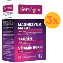 Sorvagen Magnezyum Malat Taurin ve Vitamin B6 60 Tablet - 3 Adet (180 Tablet) - Dezenfektan Hediyeli (%72 Alkol)