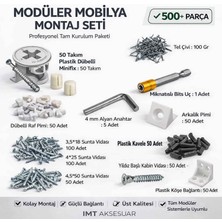 İmt Aksesuar 500 Parça Profesyonel Modüler Mobilya Montaj Seti -Mobilyalarla Uyumlu Minifix Montaj Ekipmanları