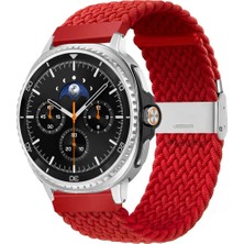 MMP Shop Samsung Galaxy Watch 8 40MM / 44MM / 46MM Classic Uyumlu Metal Clips Kumaş Örgü Akıllı Saat Kordon