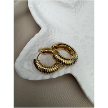 Luseda Altın Kaplama VİP Halka Küpe