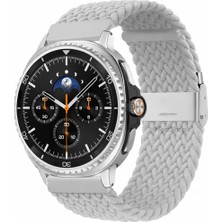 MMP Shop Samsung Galaxy Watch 8 40MM / 44MM / 46MM Classic Uyumlu Metal Clips Kumaş Örgü Akıllı Saat Kordon