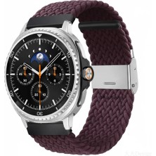 MMP Shop Samsung Galaxy Watch 8 40MM / 44MM / 46MM Classic Uyumlu Metal Clips Kumaş Örgü Akıllı Saat Kordon