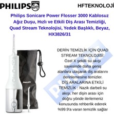 Philips Sonicare HX3826/31 Cordless Power Flosser 3000 Sonic Ağız Duşu + Oral-B Diş  Fırçası Hediye