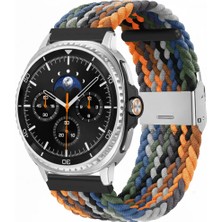 MMP Shop Samsung Galaxy Watch 8 40MM / 44MM / 46MM Classic Uyumlu Metal Clips Kumaş Örgü Akıllı Saat Kordon