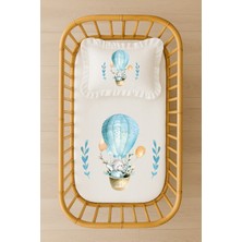 Moda Lime Isimli Bebek Nevresim Takımı 70X120 – Mavi Balonlu Fil Fırfırlı Dolgulu Yastıklı