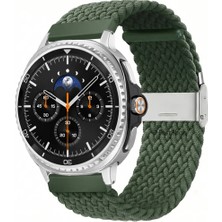 MMP Shop Samsung Galaxy Watch 8 40MM / 44MM / 46MM Classic Uyumlu Metal Clips Kumaş Örgü Akıllı Saat Kordon