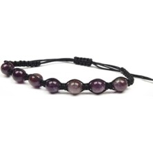 Gerçek Doğal Taş Ametist Taşı Makrome Örgü Bileklik