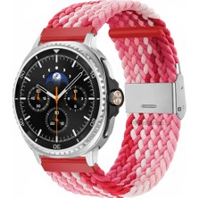 MMP Shop Samsung Galaxy Watch 8 40MM / 44MM / 46MM Classic Uyumlu Metal Clips Kumaş Örgü Akıllı Saat Kordon