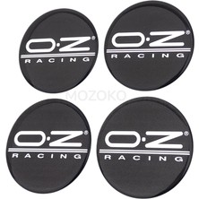 Mozoko Kendinden Yapışkanlı Oz Racing Logolu Siyah 56 mm 3D Jant Göbeği Etiket Seti – 4 Adet Damla Baskı