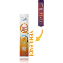 Qlife Plus C Vitamini, D3 Vitamini ve Çinko Içeren Efervesan Tablet Takviye Edici Gıda