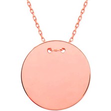 Tienda Elegante Gümüş Rose Yuvarlak Plaka Kolye