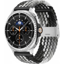 MMP Shop Samsung Galaxy Watch 8 40MM / 44MM / 46MM Classic Uyumlu Metal Clips Kumaş Örgü Akıllı Saat Kordon