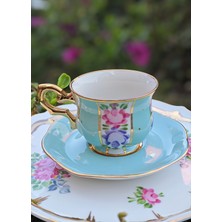 Manushum El Yapımı Porselen Şehzade Kahve Fincanı-Mint 1 Adet