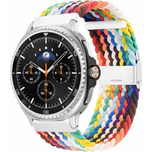 MMP Shop Samsung Galaxy Watch 8 40MM / 44MM / 46MM Classic Uyumlu Metal Clips Kumaş Örgü Akıllı Saat Kordon