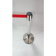 Gümüş / Silver Şerit Bariyer 3mt Şeritli, Şerit Rengi Kırmızı, Paraşüt Kumaşı, Paslanmaz Çelik