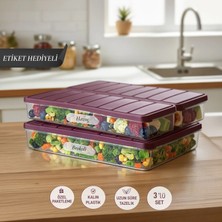 Selka Home 3'lü Set ( 1 Adet 2,25 2 Adet 1 Lt. ) Nora Organizer Buzdolabı Buzluk Düzenleyici Saklama Kabı