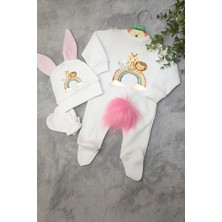 Moda Lime Safari Hayvanları Gökkuşağı Baskılı Bebek Tulum Seti – Organik Pamuk