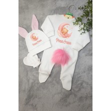 Moda Lime Isimli Ayıcık ve Ay Temalı Bebek Tulum Seti – Organik Pamuk – Kişiye Özel – Bebek Cildine Uygun