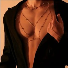 Ravinity Estetik Erkek Göğüs Kolyesi, Toplu Zincir Vücut Aksesuarı