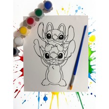 LUXMON Stitch Tuval Boyama Seti Eğitici Öğretici Boya Fırça Dahil