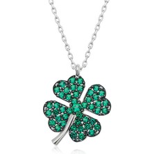 Tienda Elegante Gümüş Dört Yapraklı Yonca Kadın Kolye