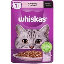İsmiyle Al Whiskas Pouch Sos Içerisinde Somonlu Yetişkin Konserve Kedi Maması 1 Adet 85 gr