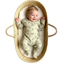 Beren %100 Pamuk Müslin Bebek Tulumu - Zeytin Dalı Yan Bağlamalı Kruvaze Patikli Kız Bebek Tulum