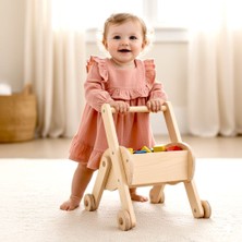 Beren Kız Bebek Müslin Elbise %100 Pamuk Fırfır Detaylı Gül Kurusu