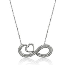 Tienda Elegante Gümüş Kalpli Sonsuzluk Bayan Kolye