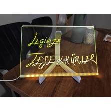 Online Home Market 1 Adet LED Işıklı Kare Yazı Panosu –20X30 cm  Renkli Fosforlu Kalemli- Lütfen Ürün Kurulumunu Okuyunuz-
