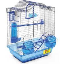 İsmiyle Al Kiki Excellent Beşgen Çatılı Çift Kapılı ve Yemlikli Muhabbet Kuşu Kafesi Renkli 43X30X22 cm