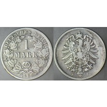 Banknoting Almanya 1 Mark 1886 F Gümüş 5,40 Gr. Orijinal.