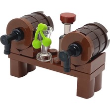 LEGO Parçalarından Yapılmış Modeller: Şişe ve Kadehli Şarap Fıçısı (Moc), Modüler Mini Yapılar, Mobilya, Özel Tasarım