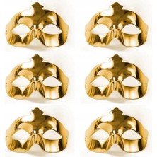 İsmiyle Al Altın Metalize Renk Düz Balo Parti Maskesi 6 Adet